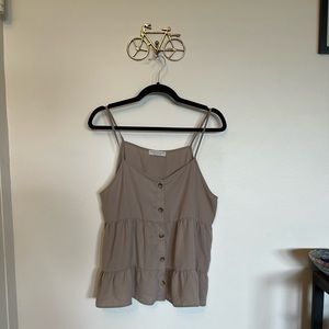 Ruffled tank top with spaghetti straps